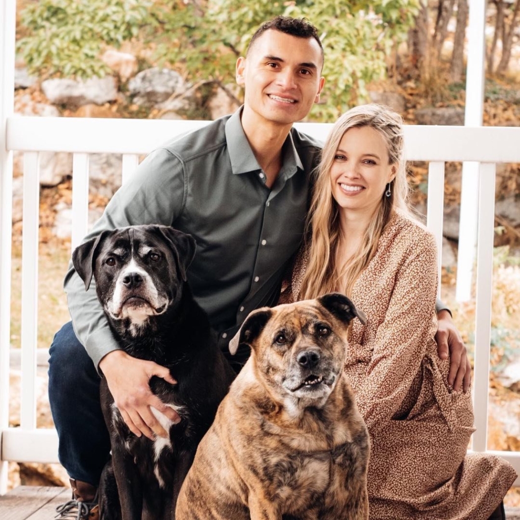 Rick with his family and their dogs